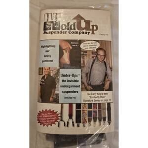 HOLD-UP SUSPENDERS NAVY BLUE SILVER METAL CLASPS X STYLE BACK XL 1.5" WIDE #8508